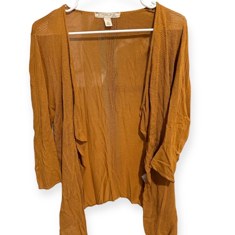Emaline mustard yellow open-knit cardigan